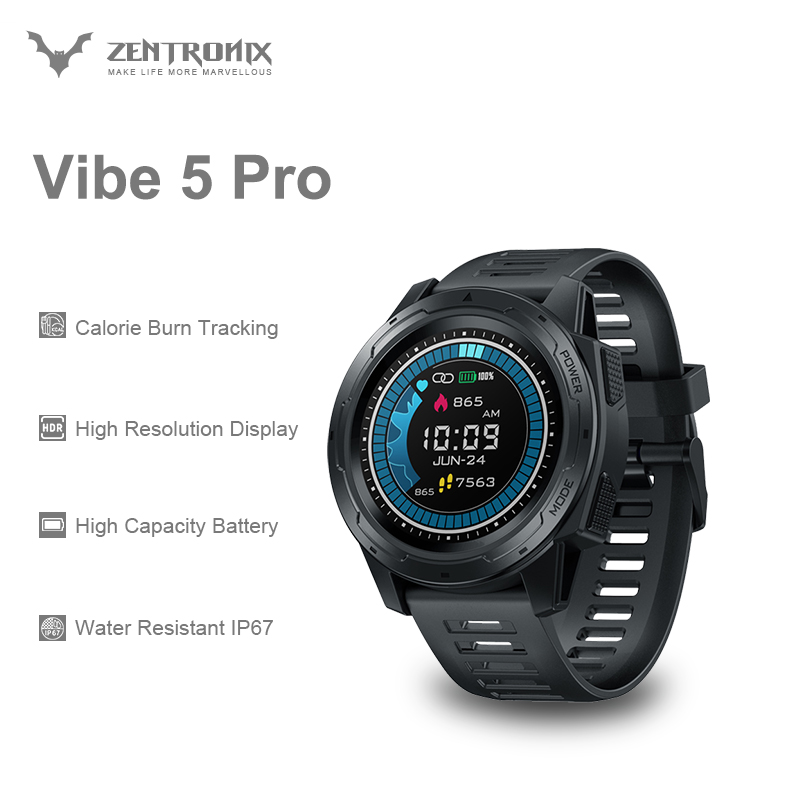 Zeblaze VIBE 5 PRO Color Touch Display Smartwatch Heart Rate Multi-sports Tracking Smartphone With Notifications WR IP67 Watch