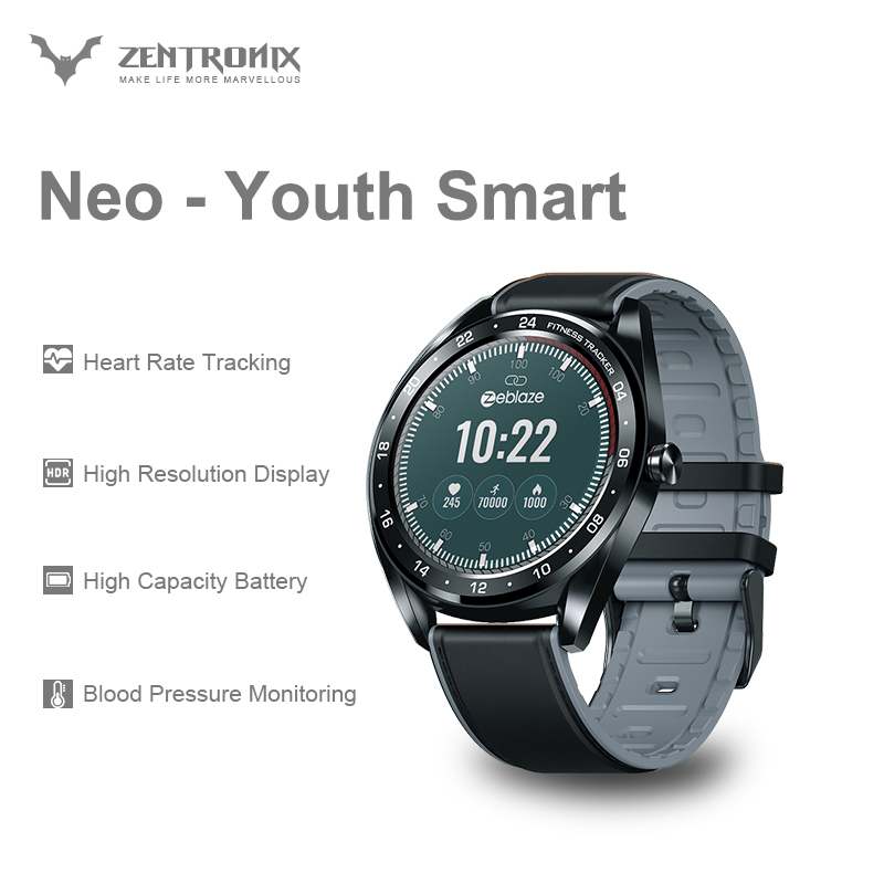 Zeblaze NEO Series Color Touch Display Smartwatch Heart Rate Blood Pressure Female health CountDown Call rejection WR IP67